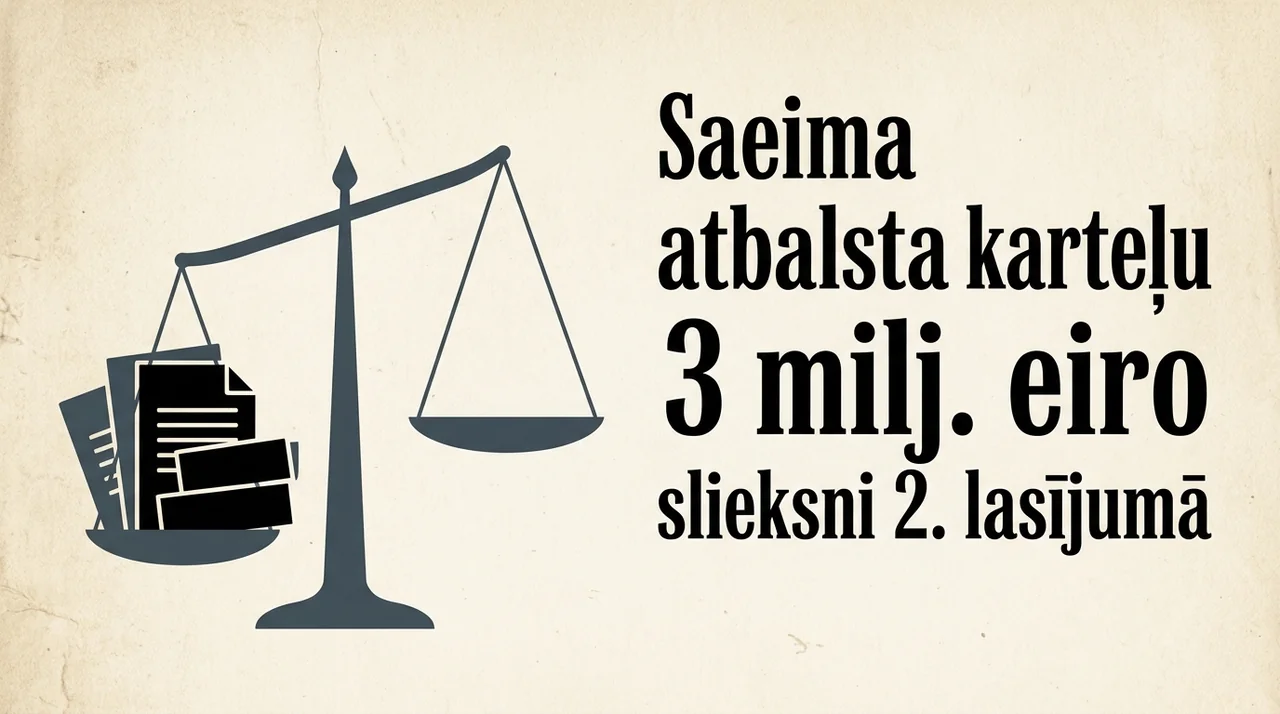 Saeima atbalsta karteļu 3 milj. eiro slieksni 2. lasījumā