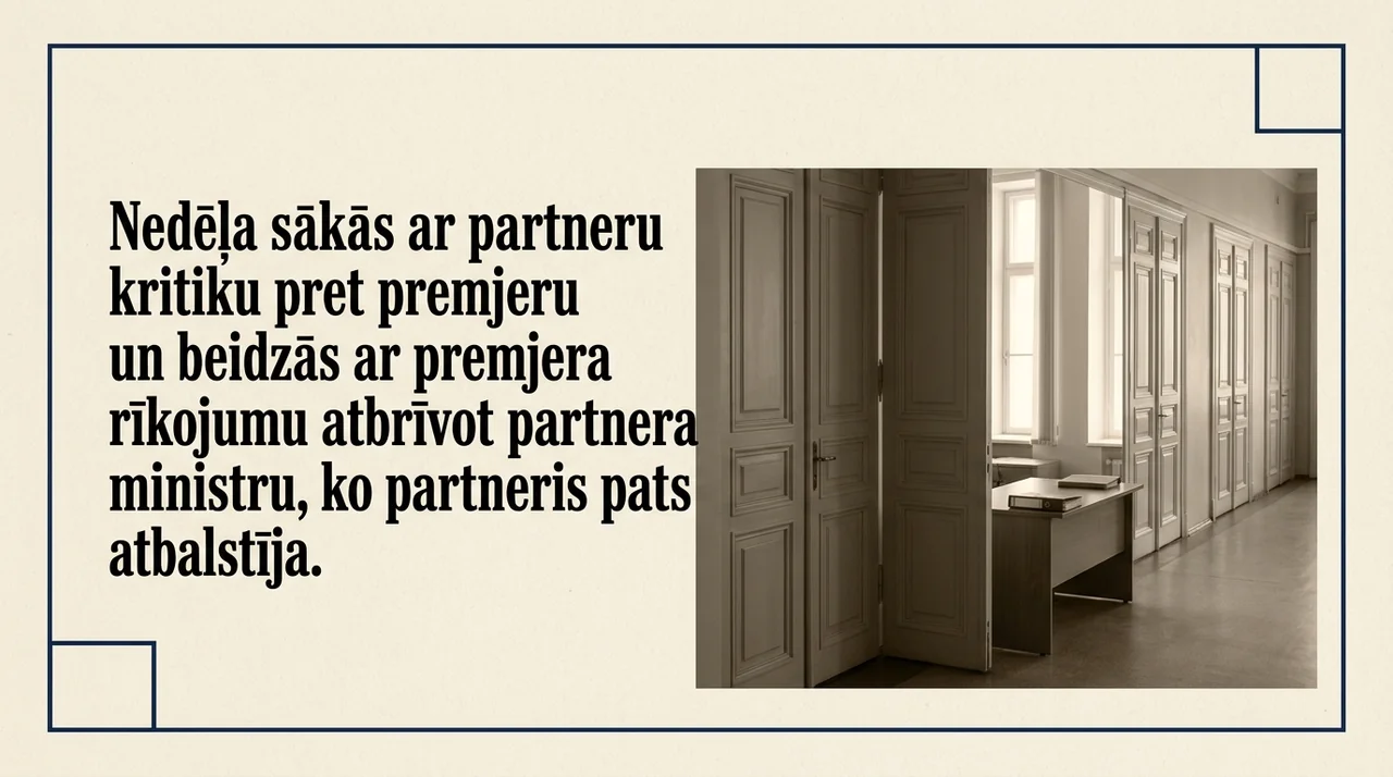 Nedēļa sākās ar partneru kritiku pret premjeru un beidzās ar premjera rīkojumu atbrīvot partnera ministru, ko partneris pats atbalstīja.